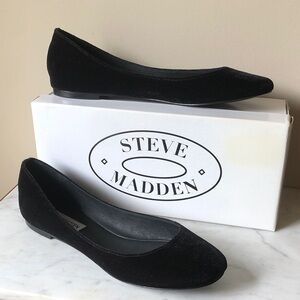 Steve Madden Black Velvet Ballet Flats